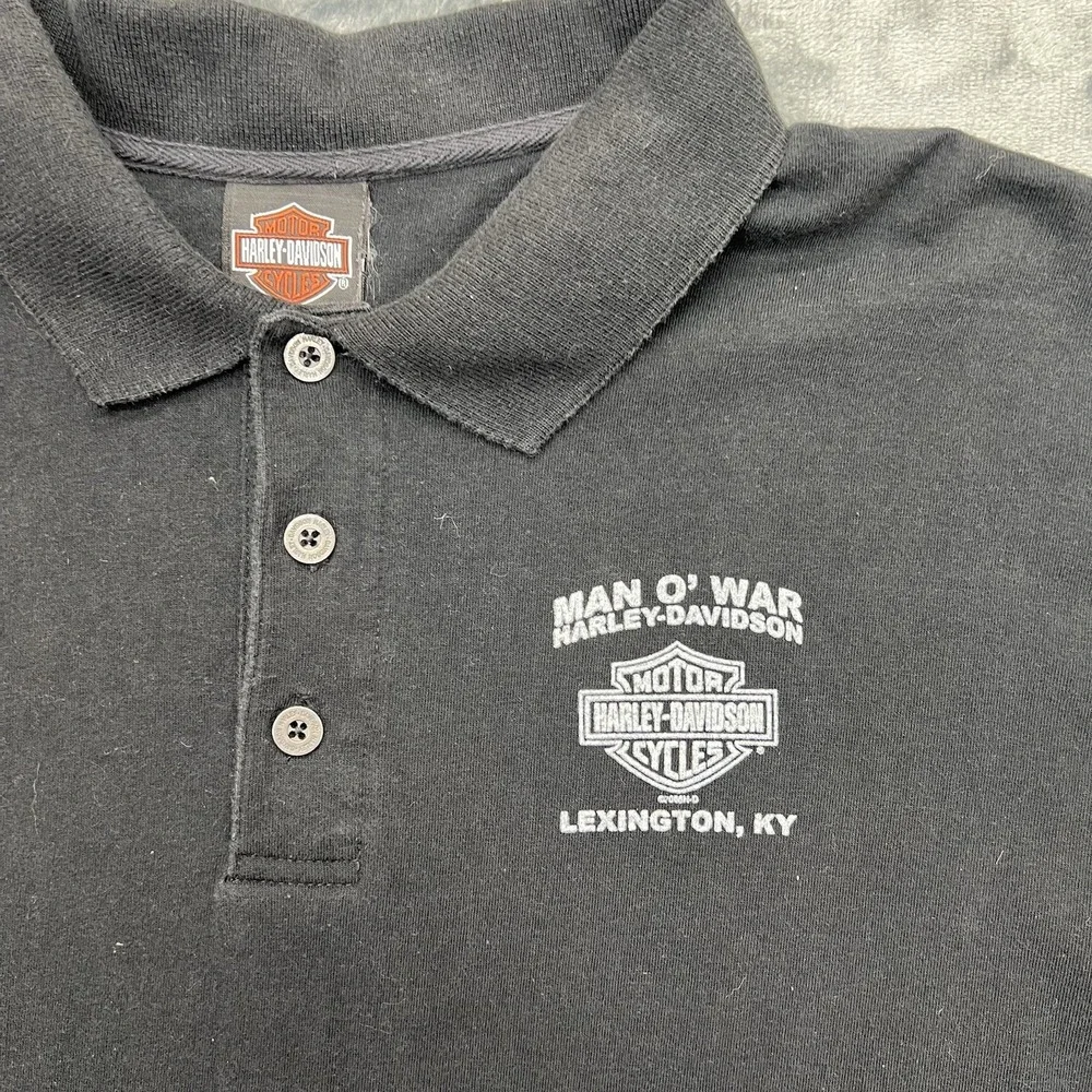 Harley‎ Davidson Men's XXL Man O'War Lexington Kentucky Black Polo  100% Cotton